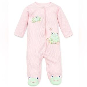 Little Me Pink Frog Print Footie
